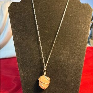 Elegant Wire Wrapped Rose Quartz Pendant Necklace